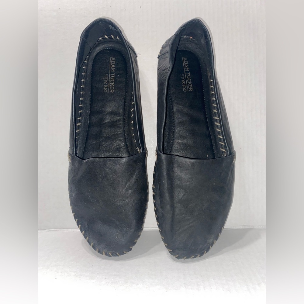 Adam Tucker By Me Too Women's Solo Leather Slip On Flats Loafers Black Size 12